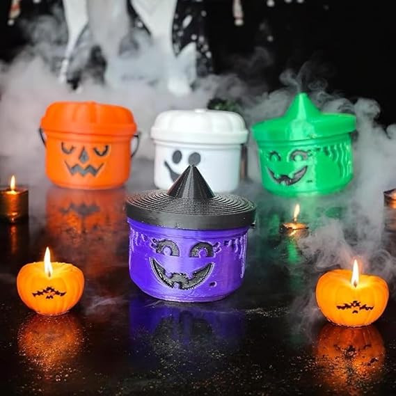 4-Piece Mini Pumpkin Lantern Candy Buckets – Halloween Trick-or-Treat Décor