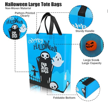🎃 Set of 6 Reusable Halloween Trick-or-Treat Bags – Spooky Candy Goodie Bags for Kids & Parties 👻